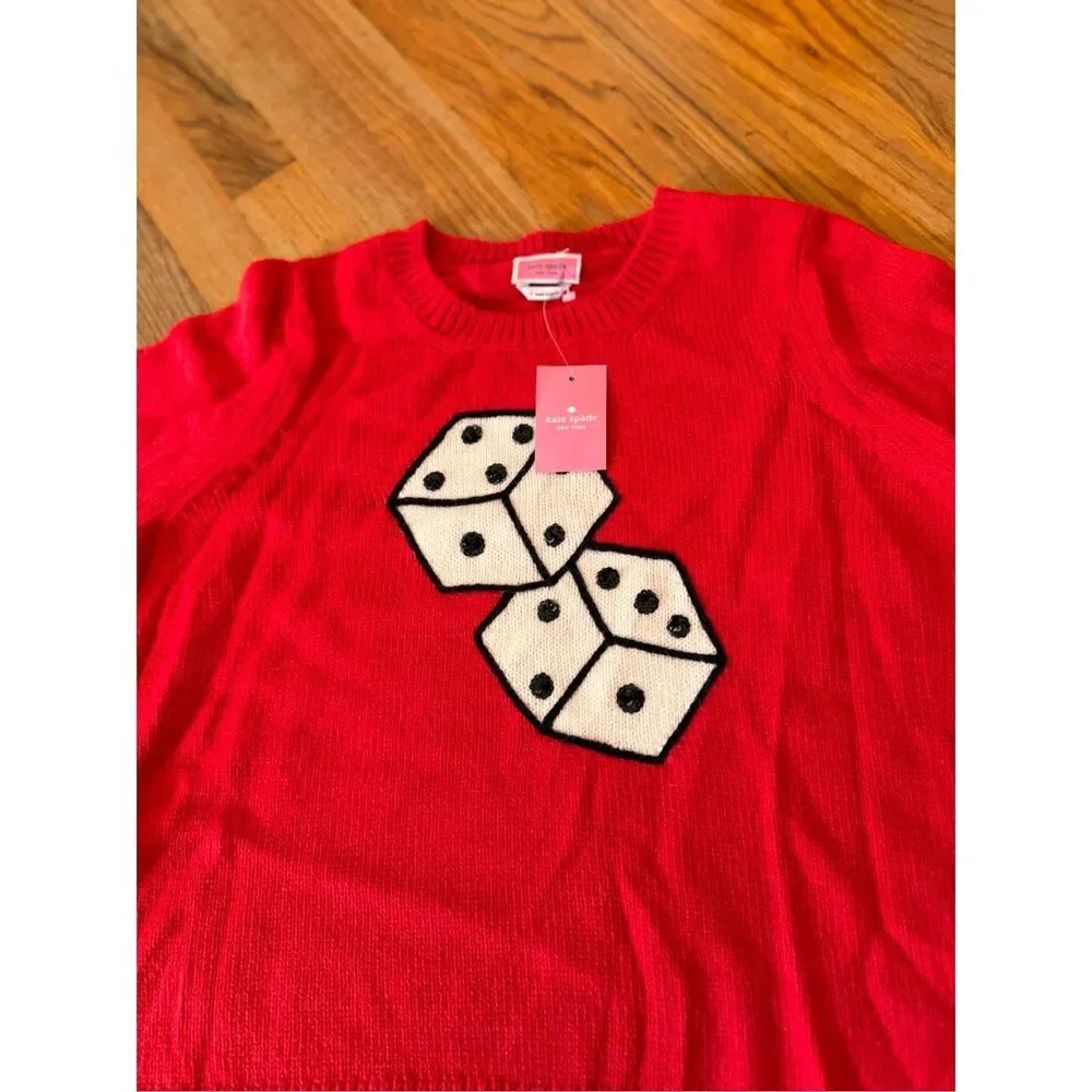 NWT Kate Spade Sequined Dice Wool Alpaca Oversized Sweater Size M - Picture 8 of 11